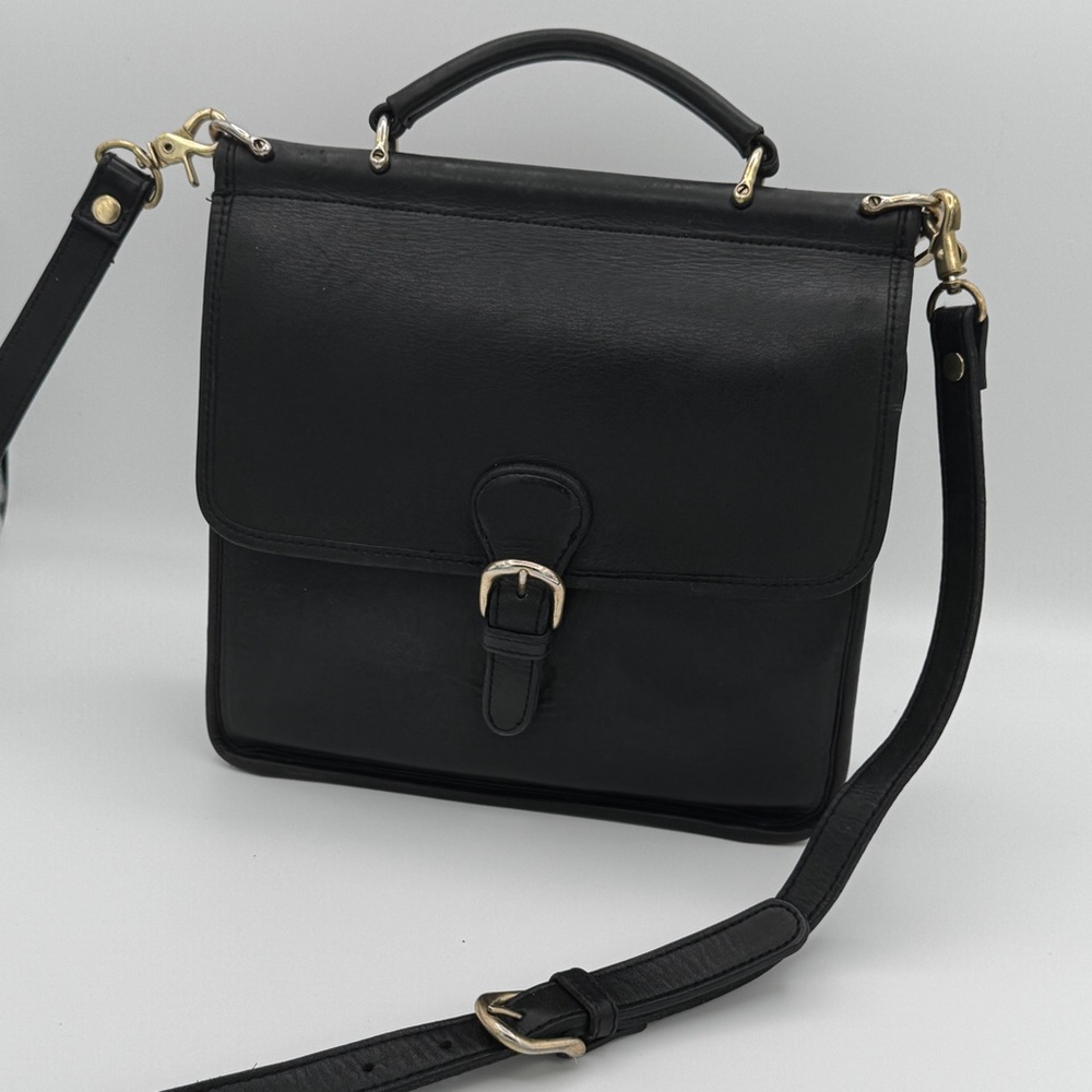 Vintage Grifoni Club Genuine Leather Black Satchel  Crossbody Bag Coach Style